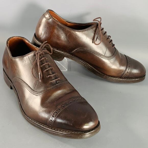 ALLEN EDMONDS Size 11 Fifth Avenue Brown Leather Oxford Cap Toe Lace-Up Shoes